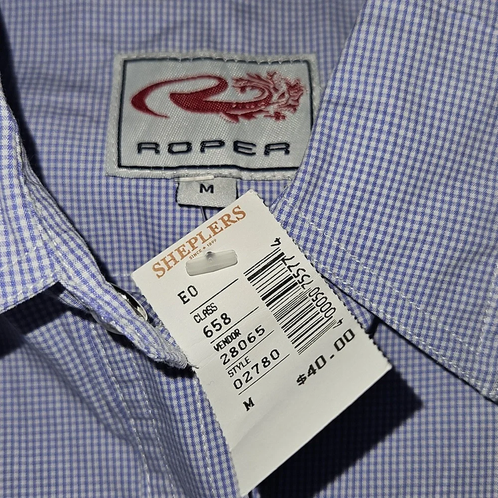 NWT-Roper Womens MEDIUM Light Blue Short Sleeve Shirt - Picture 3 of 13